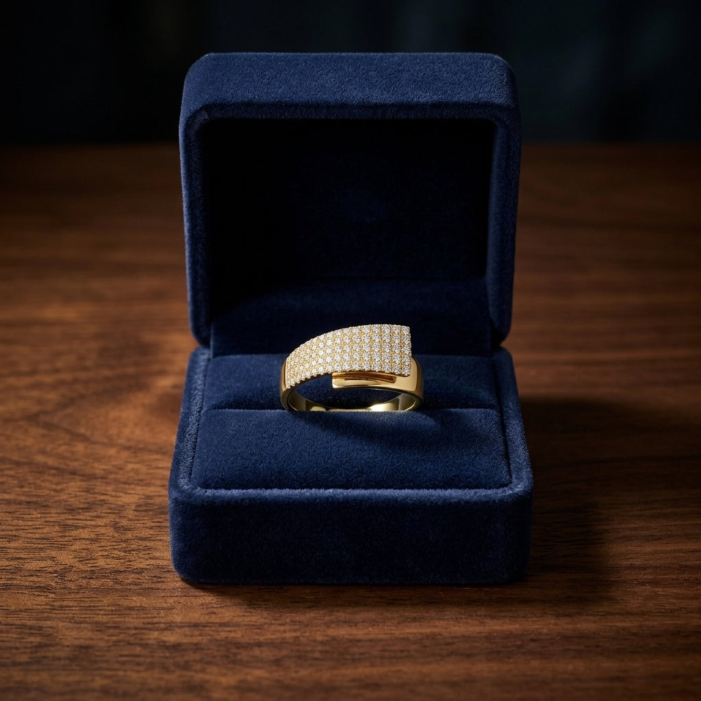 Diamond 3/8ctw Prong Set Overlap Ring in 14K Yellow Gold - presentation