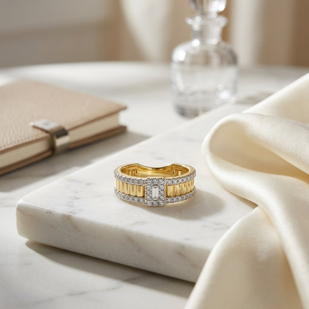 Diamond Ridge Ring in 14k Yellow Gold 3/4ctw — atelier still life