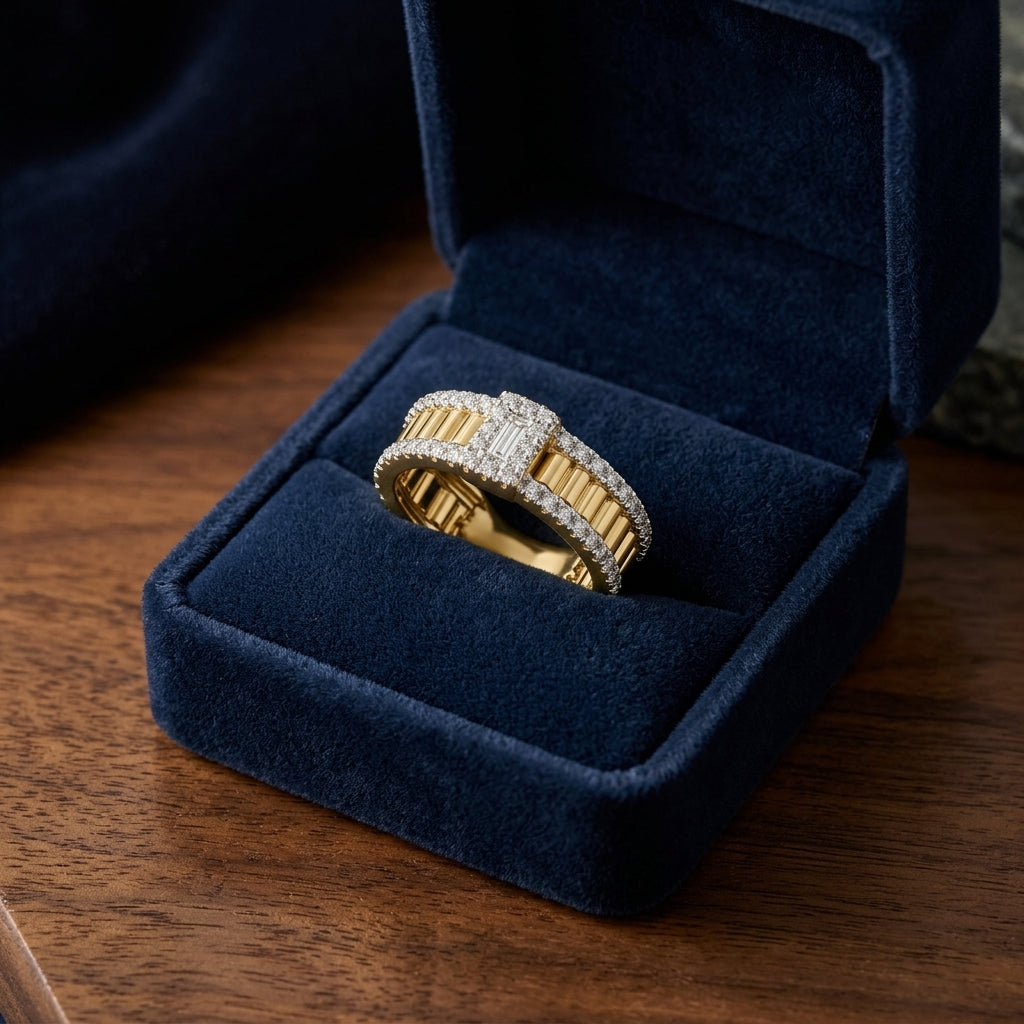 Diamond Ridge Ring in 14k Yellow Gold 3/4ctw — gift presentation
