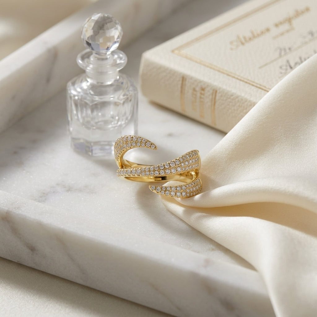 Diamond Swirl Spiral Wrap Ring in 14k Yellow Gold 1/2ctw — atelier still life