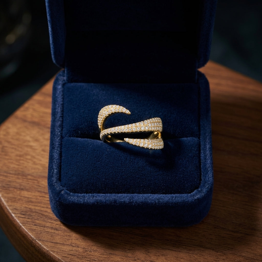 Diamond Swirl Spiral Wrap Ring in 14k Yellow Gold 1/2ctw — gift presentation