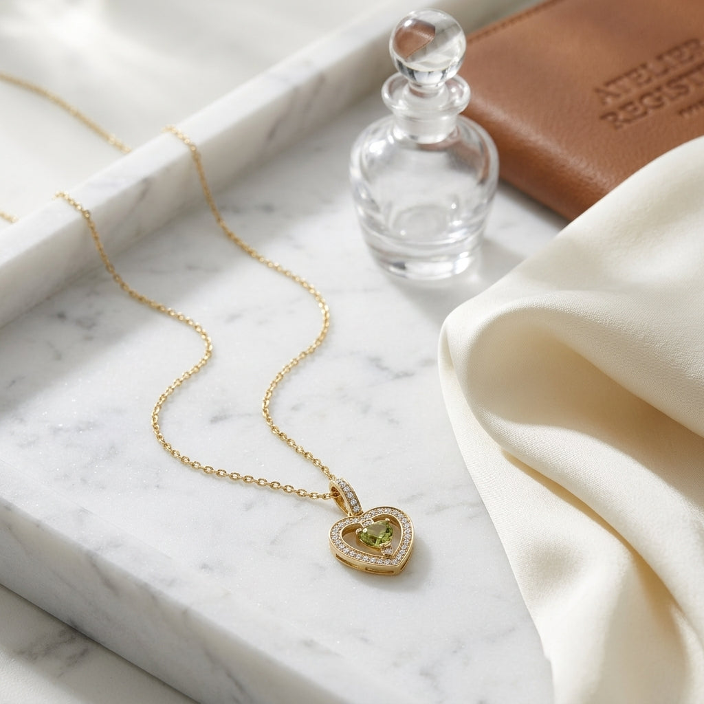 14k Yellow Gold Quartz 1/5ct Tdw Diamond Heart Pendant (h-j, Si1-si2) — atelier still life