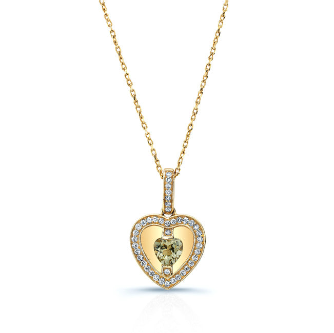 14k Yellow Gold Quartz 1/5ct Tdw Diamond Heart Pendant (h-j, Si1-si2)
