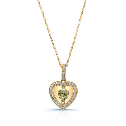 14k Yellow Gold Quartz 1/5ct Tdw Diamond Heart Pendant (h-j, Si1-si2)