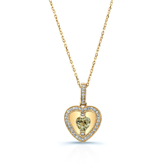 14k Yellow Gold Quartz 1/5ct Tdw Diamond Heart Pendant (h-j, Si1-si2)