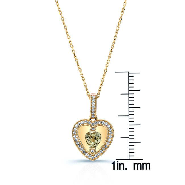 14k Yellow Gold Quartz 1/5ct Tdw Diamond Heart Pendant (h-j, Si1-si2)