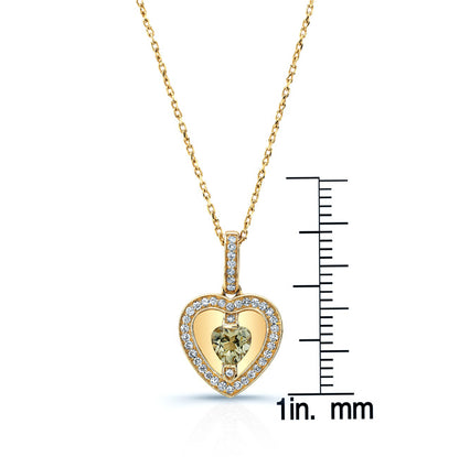 14k Yellow Gold Quartz 1/5ct Tdw Diamond Heart Pendant (h-j, Si1-si2)