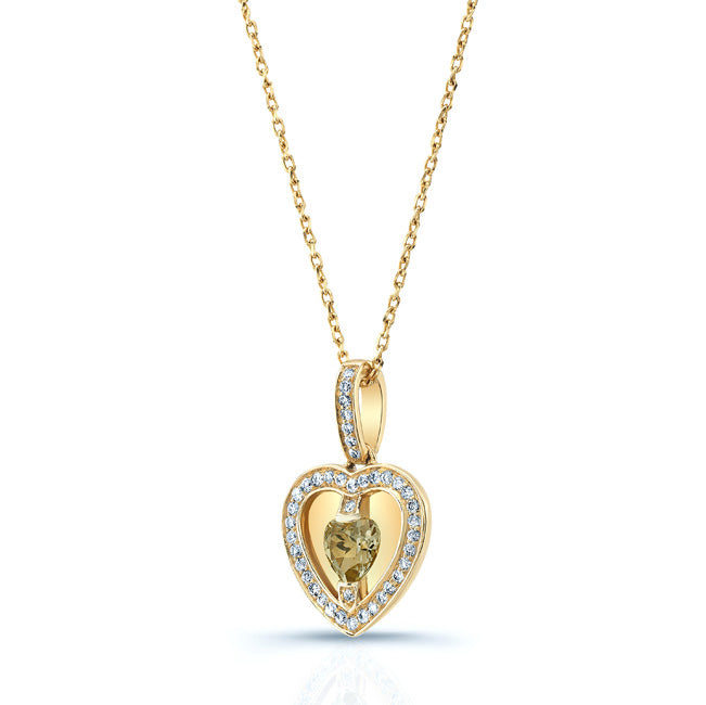 14k Yellow Gold Quartz 1/5ct Tdw Diamond Heart Pendant (h-j, Si1-si2)