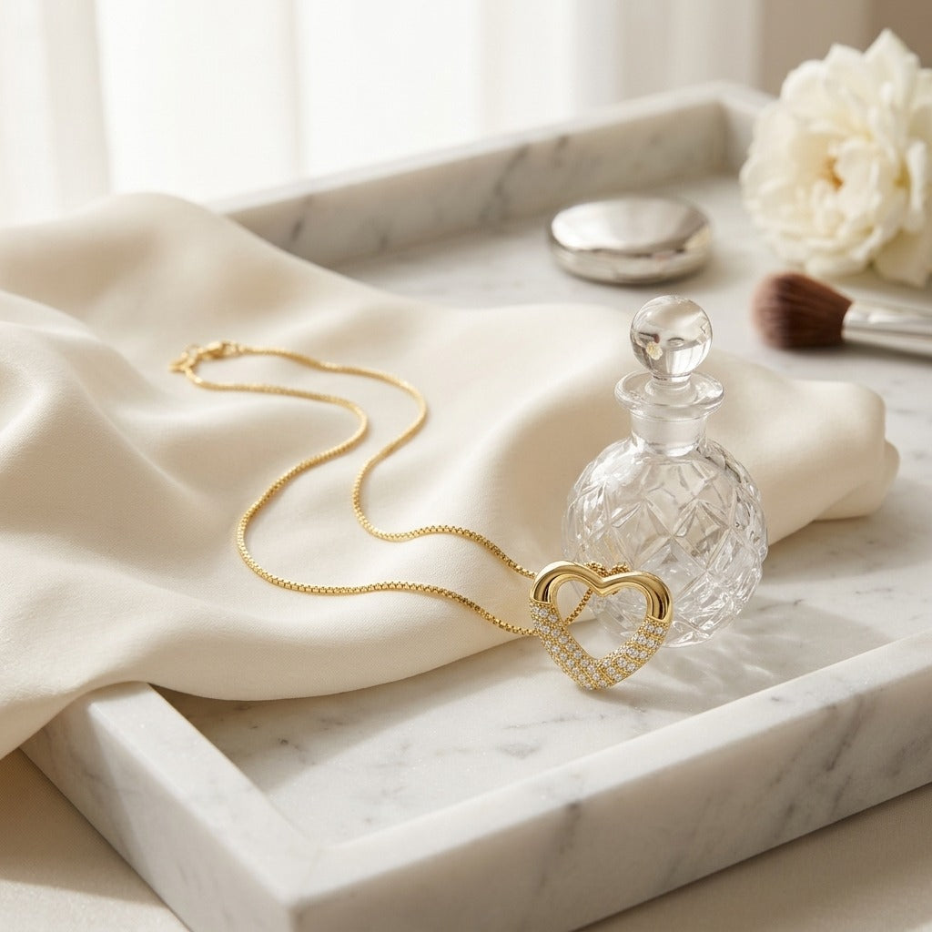 Diamond Open Heart Pendant In 14k Yellow Gold 1/5 Ctw — marble silk