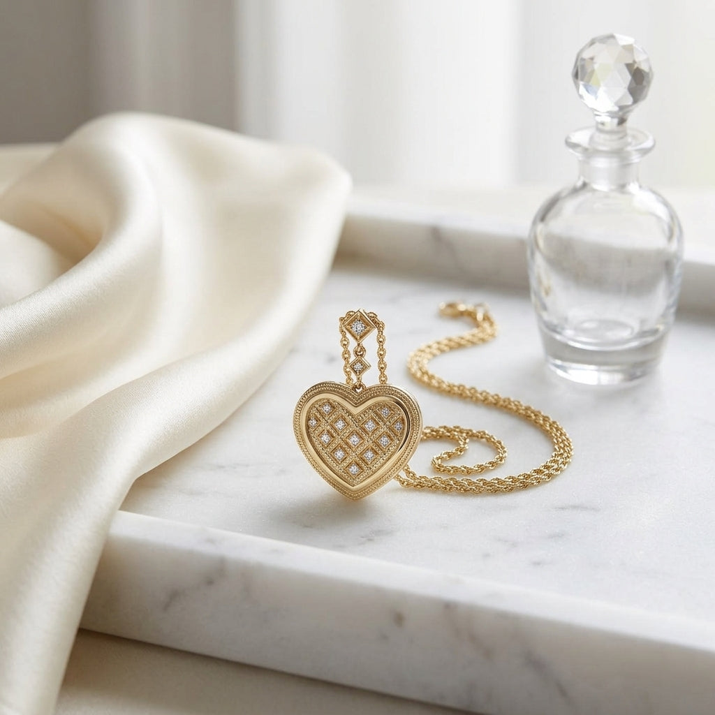 Diamond Dangle Heart Pendant In 14k Yellow Gold (18-in Curb Chain) — atelier still life