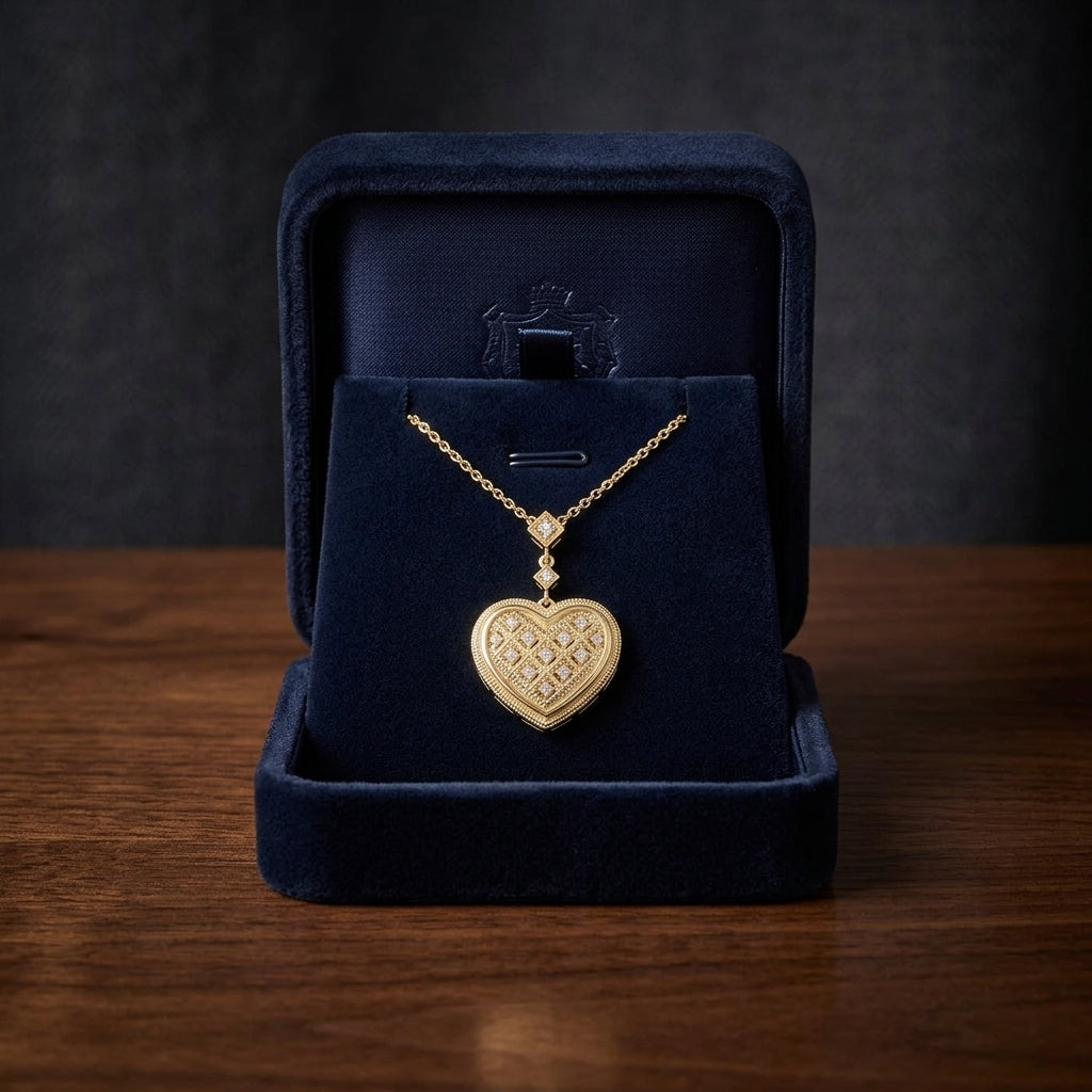 Diamond Dangle Heart Pendant In 14k Yellow Gold (18-in Curb Chain) — gift presentation