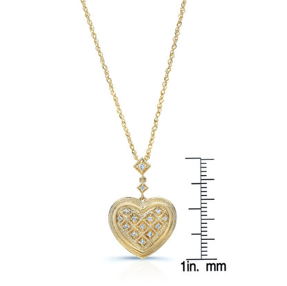 Diamond Dangle Heart Pendant In 14k Yellow Gold (18-in Curb Chain)