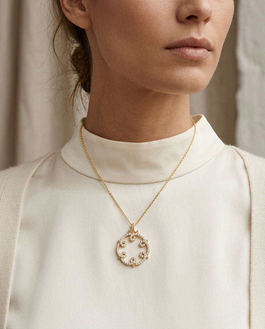 Diamond Fashion Pendant In 14k Yellow Gold — editorial close-up