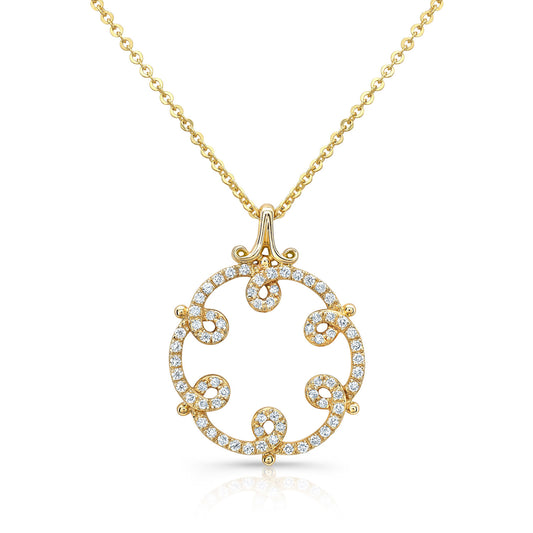 Diamond Loops Pendant In 14k Yellow Gold