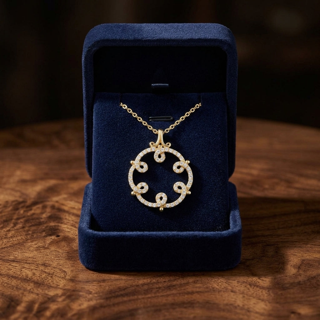 Diamond Loops Pendant In 14k Yellow Gold — gift presentation