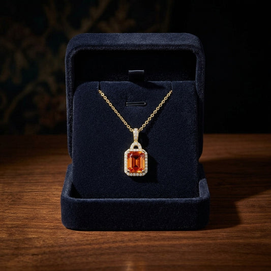 Citrine And Diamond Octagon Pendant In 14k Yellow Gold (18-in Curb Chain) — gift presentation
