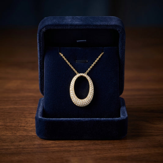 Diamond Pave Oval Pendant In 14k Yellow Gold (si) — gift presentation