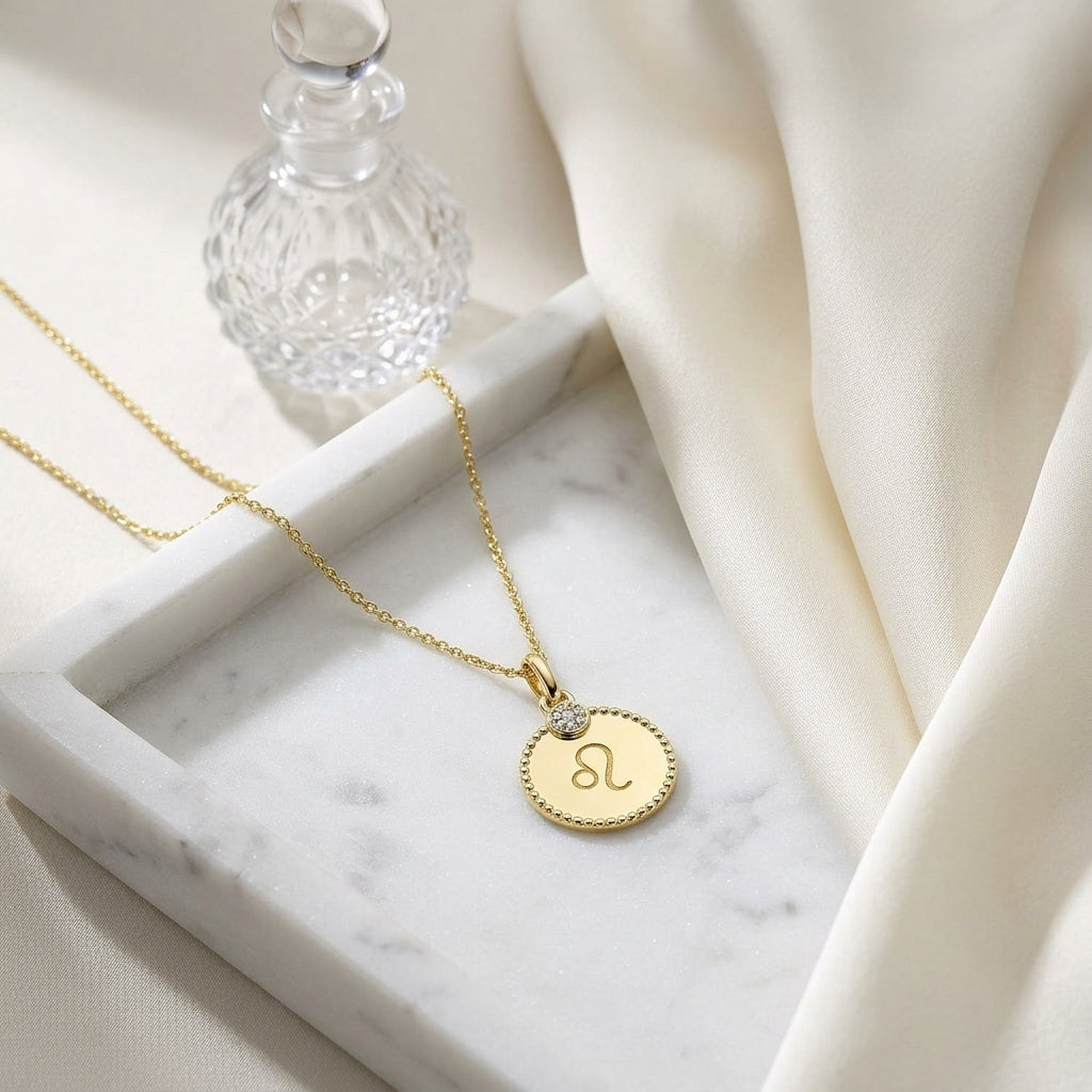 14k Yellow Gold .035ct Tdw Diamond Zodiac Symbol Pendant (h-i, Si1-si2) — atelier still life