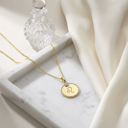 14k Yellow Gold .035ct Tdw Diamond Zodiac Symbol Pendant (h-i, Si1-si2) — atelier still life