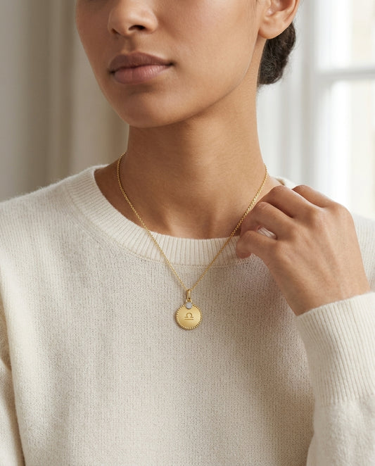 14k Yellow Gold .035cttdw Diamond Zodiac Symbol Pendant(h-i, Si1-si2) — editorial close-up