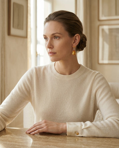 Citrine and Diamond Teardrop Pendant in 14k Yellow Gold — portrait full
