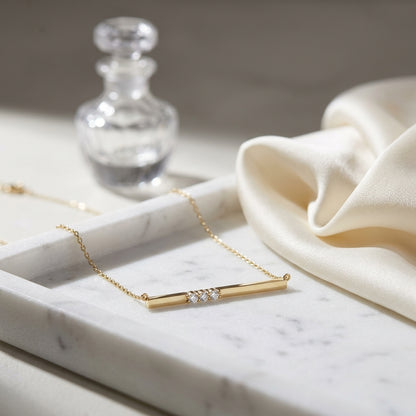 Bar Diamond Necklace In 14k Yellow Gold — atelier still life