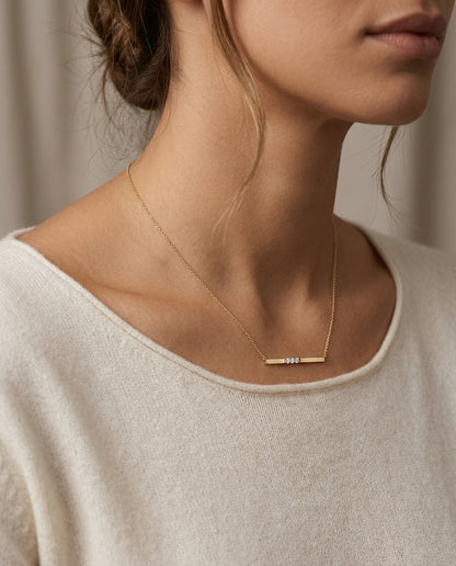 Bar Diamond Necklace In 14k Yellow Gold — editorial close-up