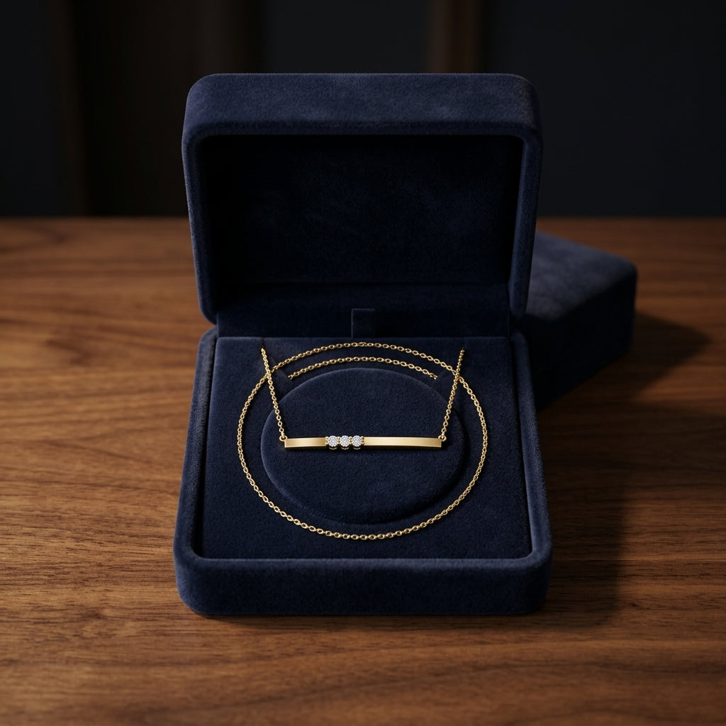 Bar Diamond Necklace In 14k Yellow Gold — gift presentation