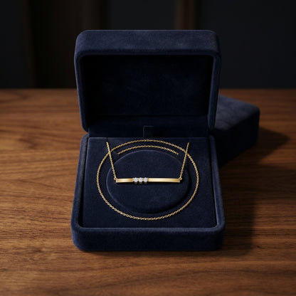 Bar Diamond Necklace In 14k Yellow Gold — gift presentation