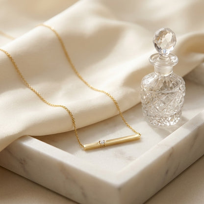 Diamond Bar Necklace In 14k Yellow Gold — marble silk