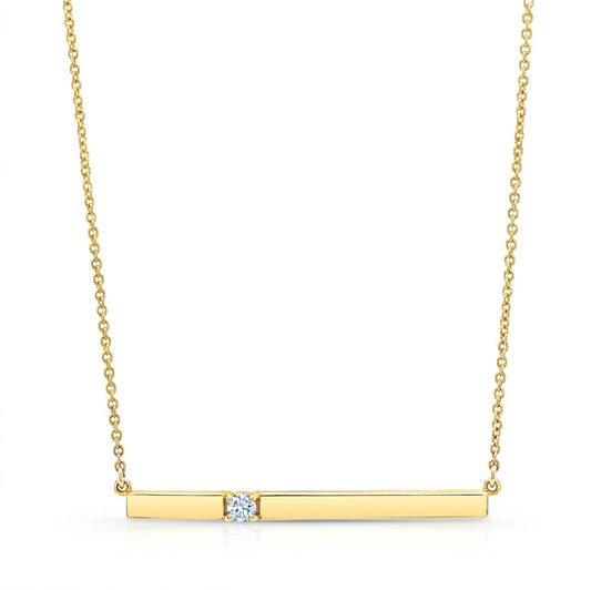 Diamond Bar Necklace In 14k Yellow Gold