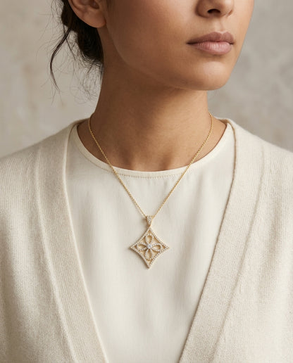 Diamond Pendant In 14k Yellow Gold (7/8 Ct. Tw.) — editorial close-up