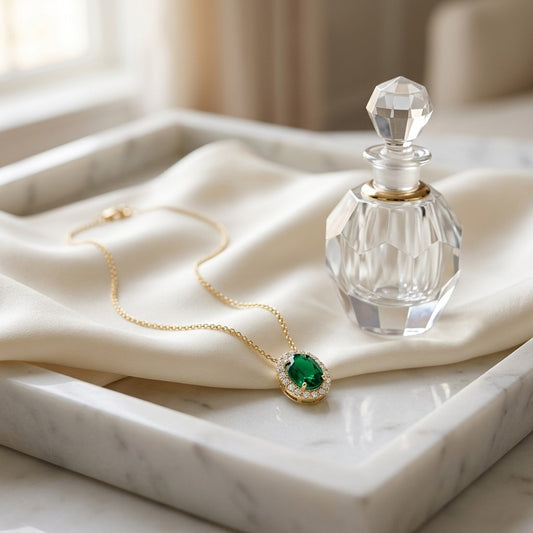 Rhodolite Garnet and Diamond Oval Halo Slide Pendant in 14k Yellow Gold (8x6mm Center) — marble silk