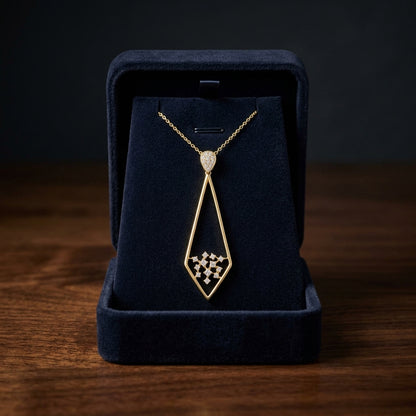 Diamond Pave Elongated Diamond Shaped Pendant In 14k Yellow Gold (1/3 Ct.tw.) — gift presentation