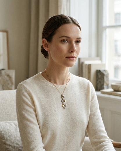 Floating Multi Diamond Shape Pendant — portrait full