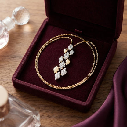 Floating Multi Diamond Shape Pendant — velvet box