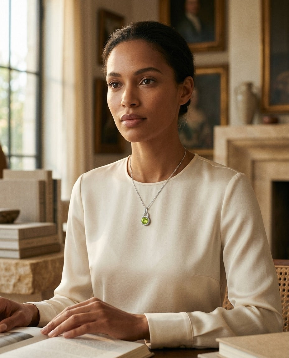 Blue Topaz and Diamond Round Halo Doorknocker Dangle Pendant in 14kw Yellow Gold (7mm), 17-Inch Chain — portrait full