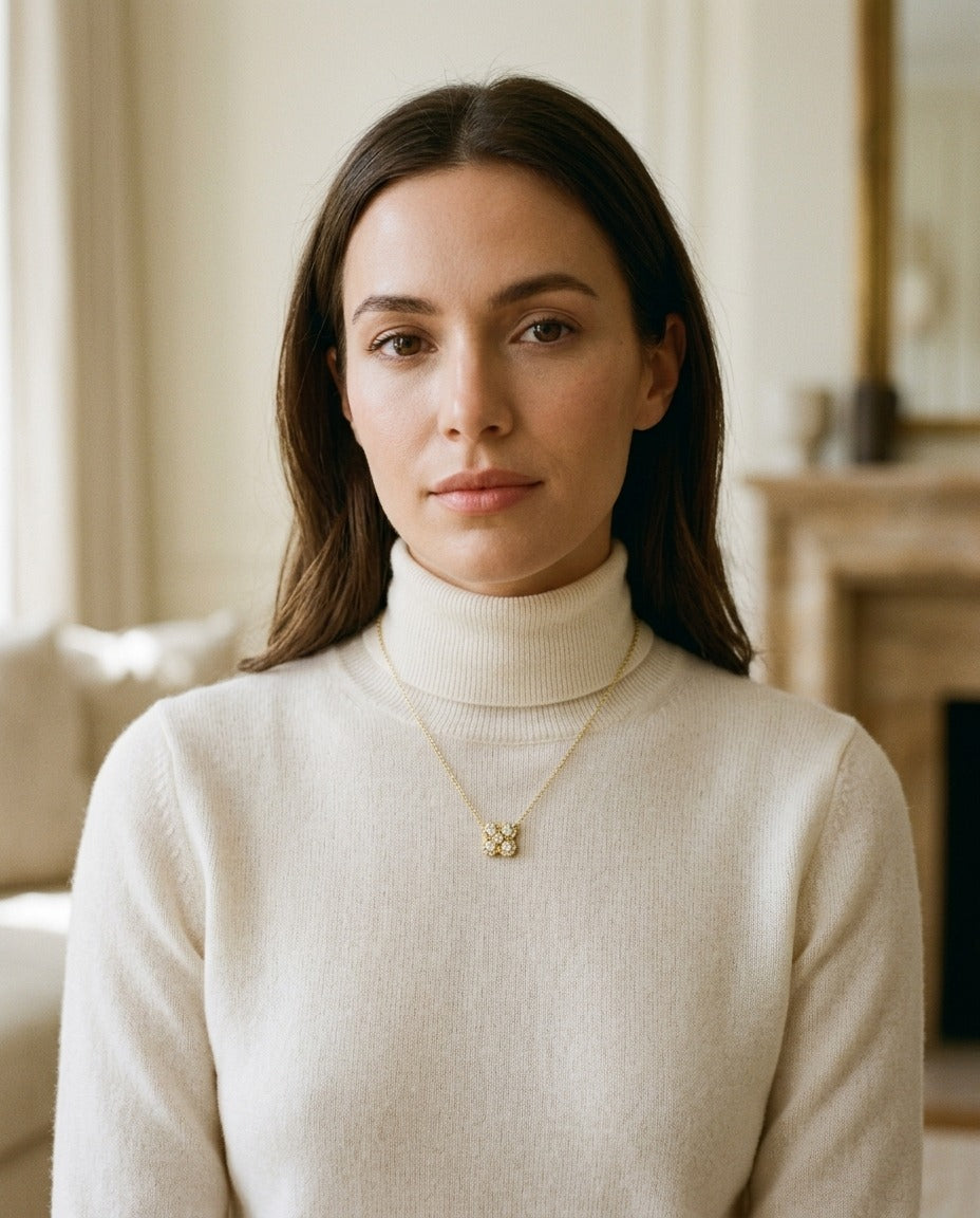 Diamond Clover Pendant in 14k Yellow Gold 1/2ctw — portrait close