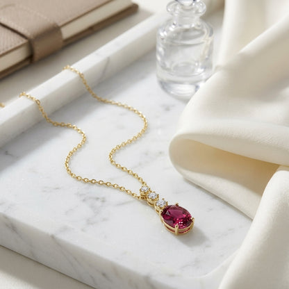Rhodolite Garnet and Diamond Pendant in 14k Yellow Gold 0.09ctw — atelier still life