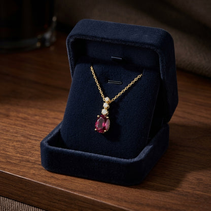 Rhodolite Garnet and Diamond Pendant in 14k Yellow Gold 0.09ctw — gift presentation