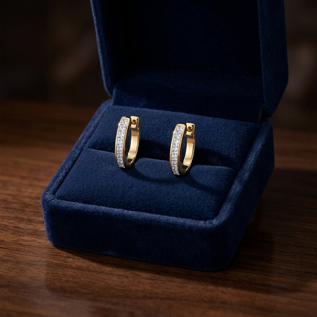 Diamond Princess Cut Channel Hinged Hoop Earrings In 14k Yellow Gold (1 Ctw) — gift presentation