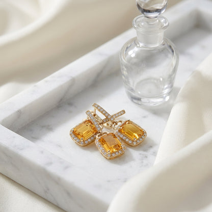 14k Citrine, Diamond, And Gold Earring — atelier still life