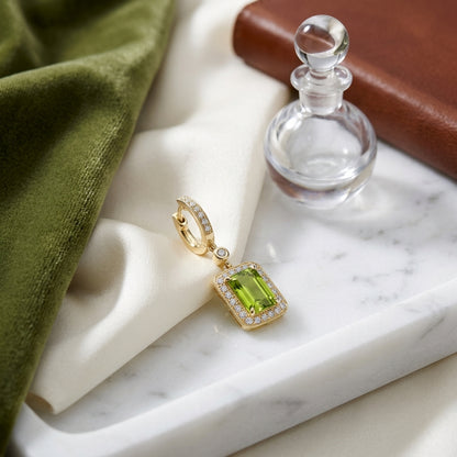 Peridot And Diamond Earrings In 14k White Gold — atelier still life