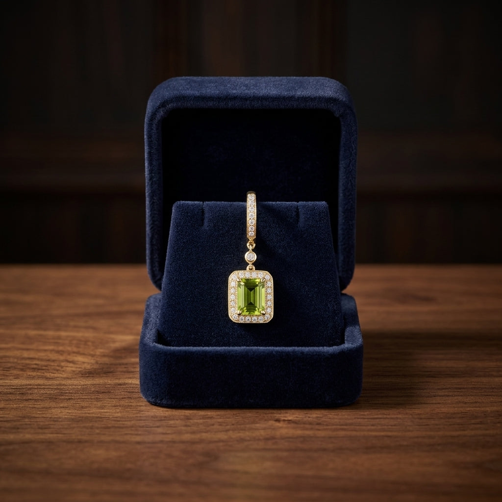 Peridot And Diamond Earrings In 14k White Gold — gift presentation
