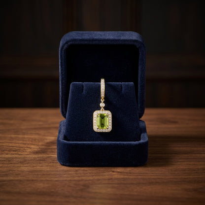 Peridot And Diamond Earrings In 14k White Gold — gift presentation