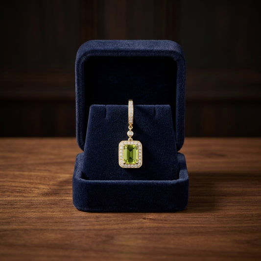 Peridot And Diamond Earrings In 14k White Gold — gift presentation