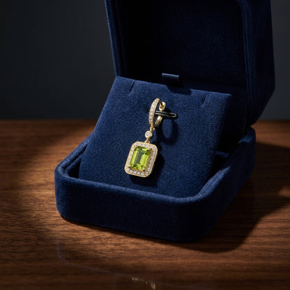 Peridot & Diamond In 14k White Gold Earring — gift presentation