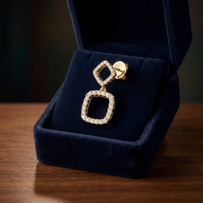 Diamond Geometric Dangle Earrings In 14k Yellow Gold — gift presentation