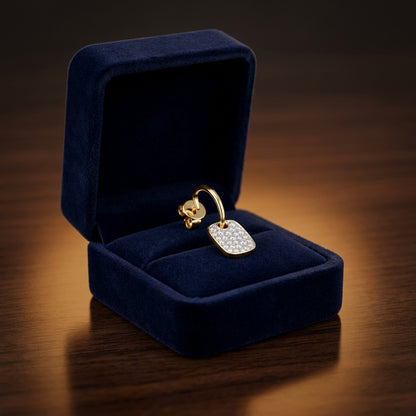 Petite Diamond Pave Dog Tag Earrings In 14k Yellow Gold (1/3 Ct.tw.) — gift presentation