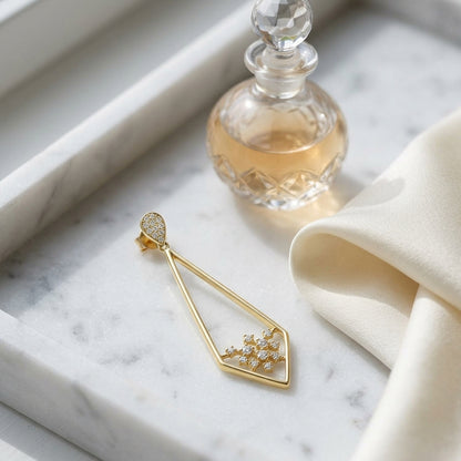 Diamond Pave Elongated Diamond Shaped Earrings In 14k Yellow Gold (3/8 Ct.tw.) — atelier still life